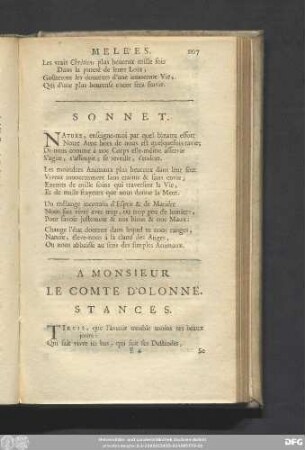 A Monsieur Le Comte D'Olpnne. Stances.