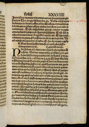 XXXIXr-XLIr, Non liceat habere beneficium qui habet sufficiens patrimonium. Capitulum nonum.