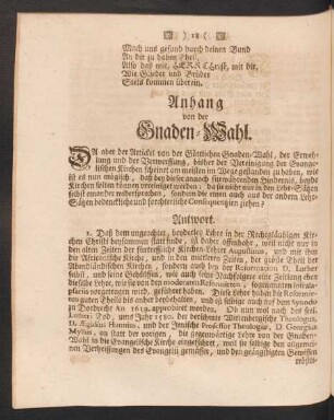 Anhang von der Gnaden-Wahl.