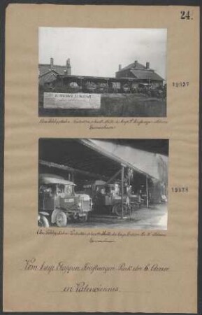 aus Schleppkahn-Verdecken erbaute Halle der bayer. Leichten Kraftwagen-Kolonne Germersheim