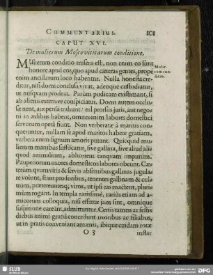 Caput XVI. De mulierum Moscoviticarum conditione
