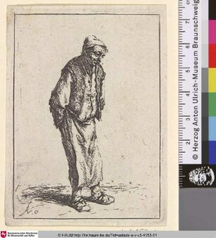 [Bauer mit den Händen auf dem Rücken; Peasant with his hands behind his back; Gueux debout, les mains derrière le dos]