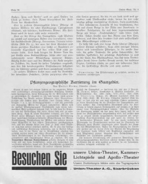 Pflanzengeographische Kartierung im Saargebiet.
