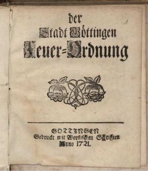 Der Stadt Göttingen Feuer-Ordnung