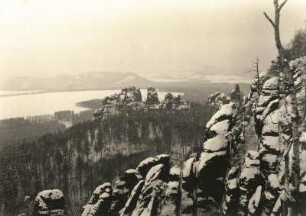 Sächsische Schweiz. Vordere Schrammsteinkette. Ansicht von der Schrammstein-Aussicht