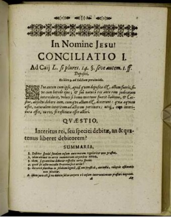 Conciliatio I. - Conciliatio VI.