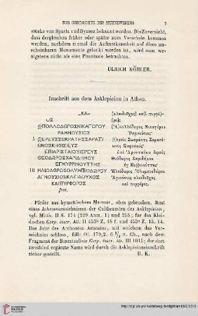 7: Inschrift aus dem Asklepieion in Athen