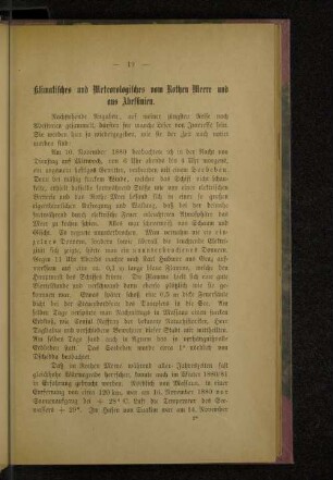 Klimatisches und Meteorologisches von Rothen Meere und aus Abesfinien.