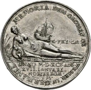Medaille von Valentin Maler auf das Hochwasser in der Reichsstadt Nürnberg am 17. Januar 1595
