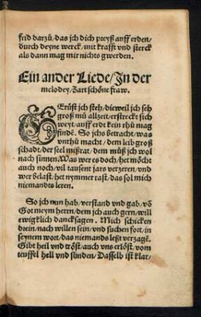 Ein ander Liede/ In der melodey/ Zart schöne fraw.