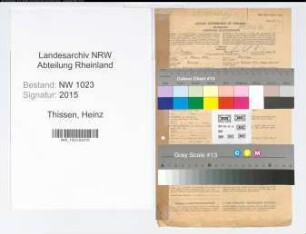 Entnazifizierung Heinz Thissen , geb. 01.03.1912 (Verw.Angest.)