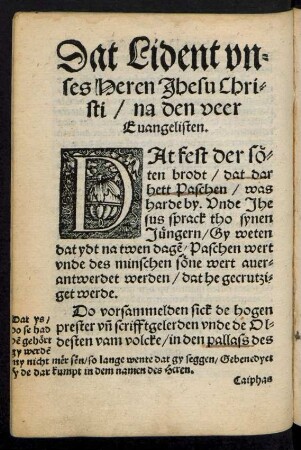 Dat Lident unses Heren Jhesu Christi/ na den veer Evangelisten.