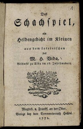 Das Schachspiel : ein Heldengedicht im Kleinen