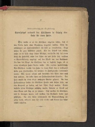 Achtunddreißigste Erzählung. Eulenspiegel verkauft den Kürschnern in Leipzig eine Katze für einen Hasen.
