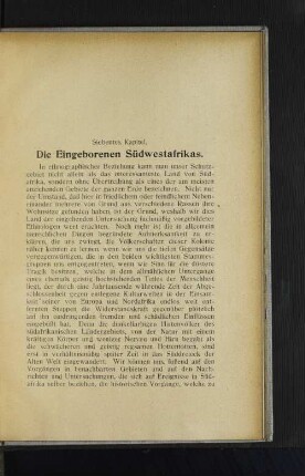 Siebentes Kapitel. Die Eingeborenen Südwestafrikas.