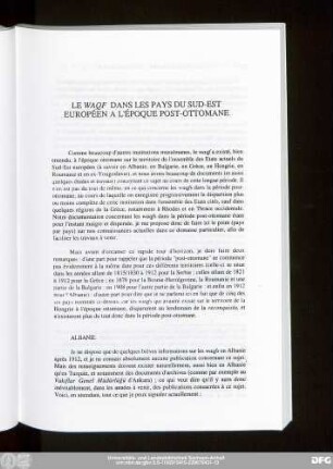 Le Waqf Dans Les Pays Du Sud-Est Européen A L'Époque Post-Ottomane