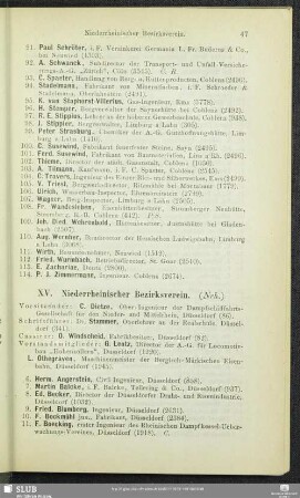 XV. Niederrheinischer Bezirksverein.
