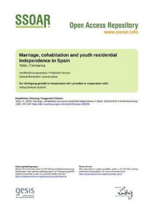 Marriage, cohabitation and youth residential independence in Spain