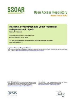 Marriage, cohabitation and youth residential independence in Spain