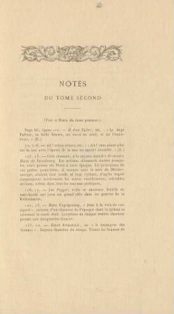 Notes du tome second