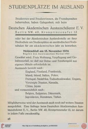 Studienplätze im Ausland