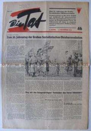 Wochenzeitung der VVN "Die Tat" zum 35. Jahrestag der Oktoberrevolution