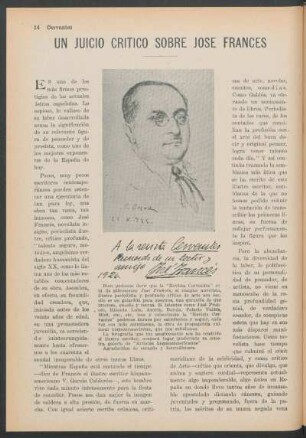 Un juicio critico sobre José Francés
