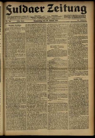 Erste Ausgabe vom Donnerstag, den 30. Januar 1913.
