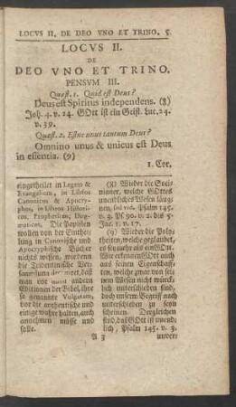 Locus II. De Deo Uno Et Trino