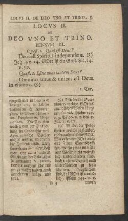 Locus II. De Deo Uno Et Trino