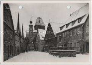 Winterlandschaft, Rothenburg ob der Tauber, Markusturm, Röderbogen