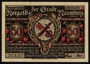 Notgeld der Stadt Naumburg a. Saale 50 Pfg.