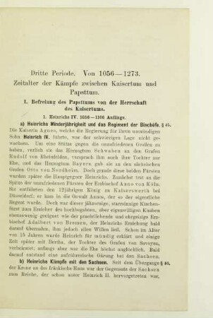 Dritte Periode. Von 1056-1273. Zeitalter der Kämpfe zwischen Kaisertum und Papsttum