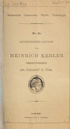 Antiquarischer Katalog von Heinrich Kerler. 24