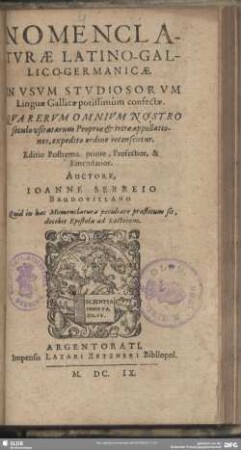 Nomenclaturae Latino-Gallico-Germanicae