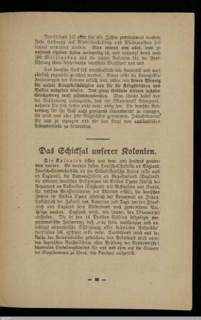 Das Schicksal unserer Kolonien
