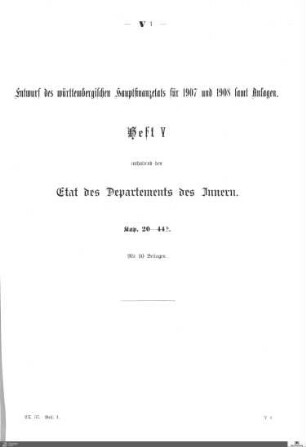 Hauptfinanzetat 1907-1908, Heft 5
