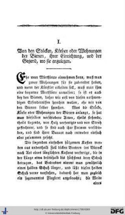 I. Von den Stöcken, Körben oder Wohnungen der Bienen.