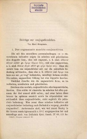 Morphologische Untersuchungen auf dem Gebiete der indogermanischen Sprachen : Von Hermann Osthoff und Karl Brugman, 3