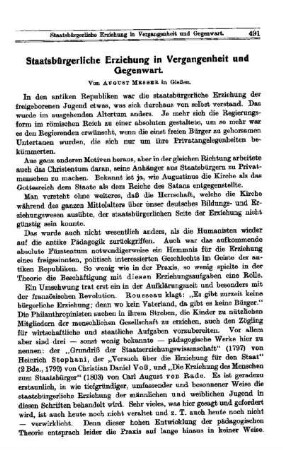 Staatsbürgerliche Erziehung in Vergangenheit und Gegenwart