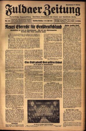 Ausgabe vom Samstag, den 09. Juli 1938.