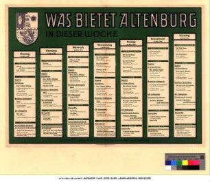 Originaltitel: Was bietet Altenburg in dieser Woche 14. März bis 20. März 1949 Mitgeteilt vom Städtischen Kulturamt Altenburg