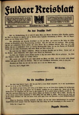 Zweite Ausgabe vom Samstag, den 08. August 1914.