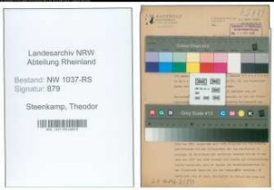 Entnazifizierung Theodor Steenkamp , geb. 17.01.1894 (Bahnsekretaer)