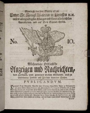 No. 10. Montags, den 8ten Martii, 1756.