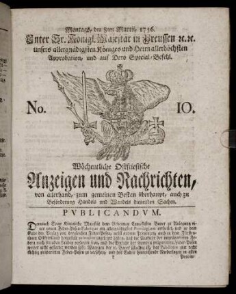 No. 10. Montags, den 8ten Martii, 1756.