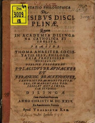 Disputatio philosophica de sensibus disciplinae