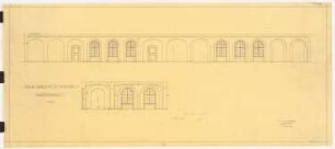 AEG-Hauptverwaltungsgebäude, Berlin: Mittelbau, Korridor 3. und 4.OG: Grundriss und Schnitt, 1:50