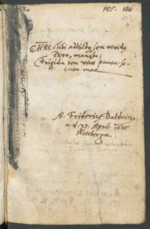 Friedrich Balduin, Wittenberg 27.4.1605