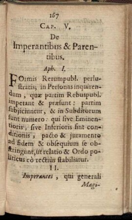 Cap. V. De Imperantibus & Parentibus.